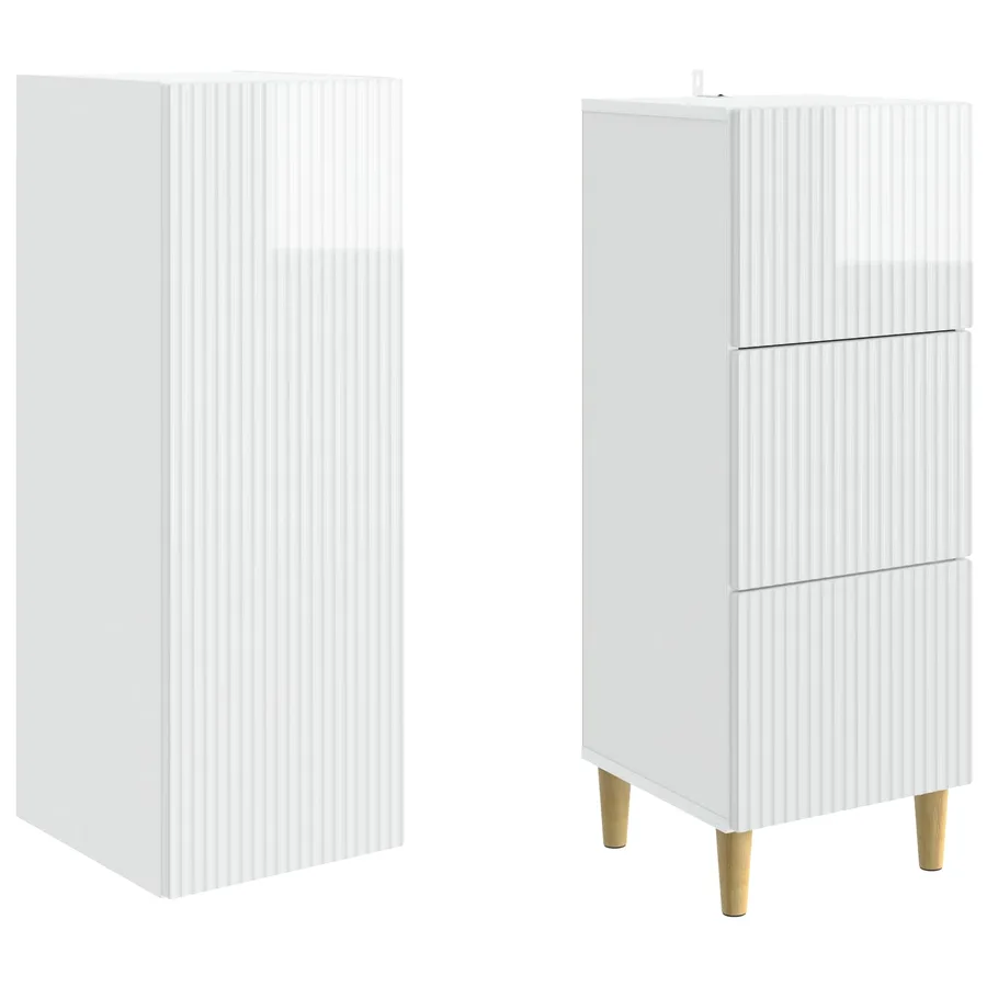 Ensemble de Meubles 2 pcs Blanc brillant 33 x 34,5 x 90 cm - 4