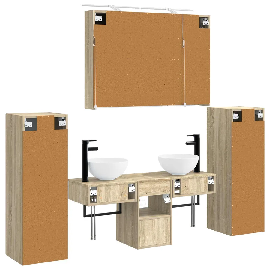 Ensemble de mobilier de salle de bain 6 pcs Chêne Sonoma - 9