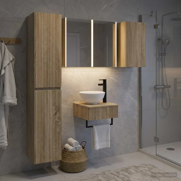Ensemble de mobilier de salle de bain 5 pcs Chêne Sonoma