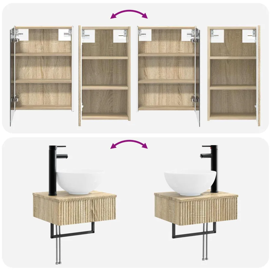 Ensemble de mobilier de salle de bain 5 pcs Chêne Sonoma - 14