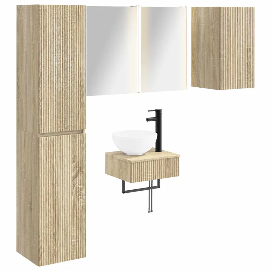 Ensemble de mobilier de salle de bain 5 pcs Chêne Sonoma - 2