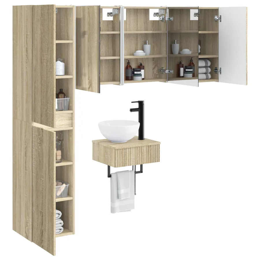 Ensemble de mobilier de salle de bain 5 pcs Chêne Sonoma - 3