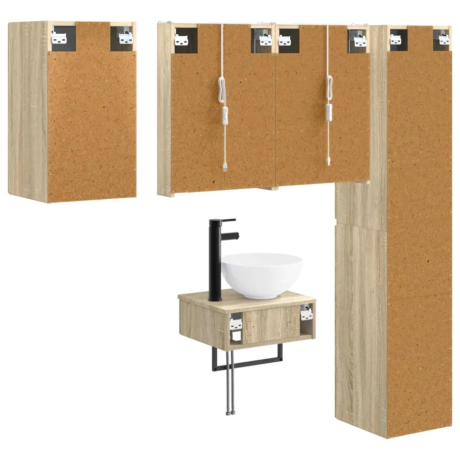 Ensemble de mobilier de salle de bain 5 pcs Chêne Sonoma - 9