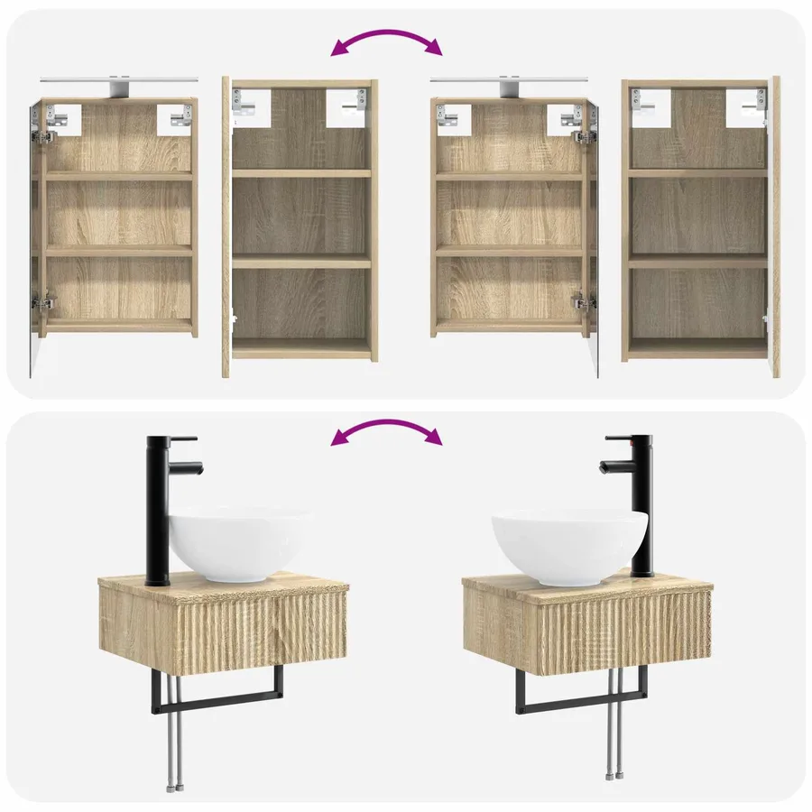Ensemble de mobilier de salle de bain 5 pcs Chêne Sonoma - 14
