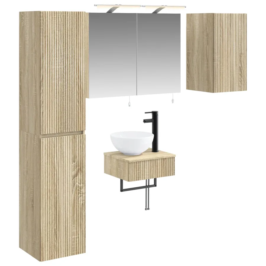 Ensemble de mobilier de salle de bain 5 pcs Chêne Sonoma - 2