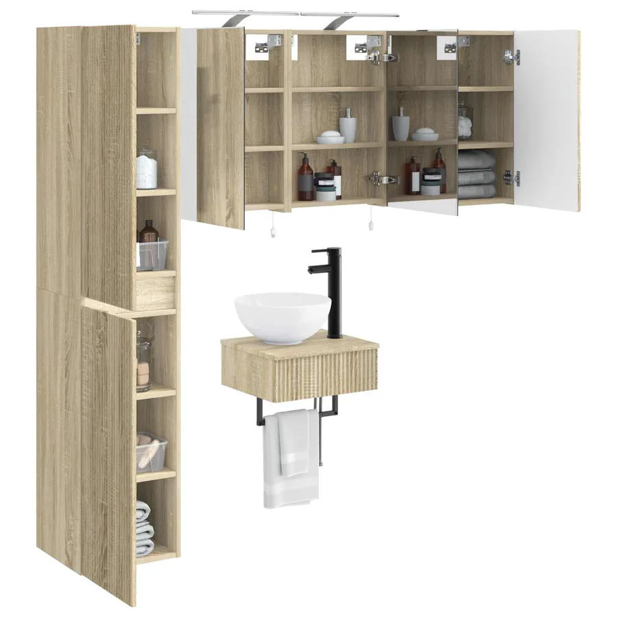 Ensemble de mobilier de salle de bain 5 pcs Chêne Sonoma - 3