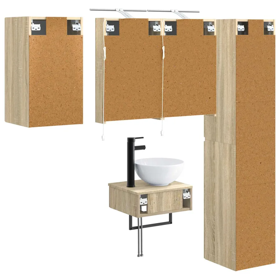 Ensemble de mobilier de salle de bain 5 pcs Chêne Sonoma - 9