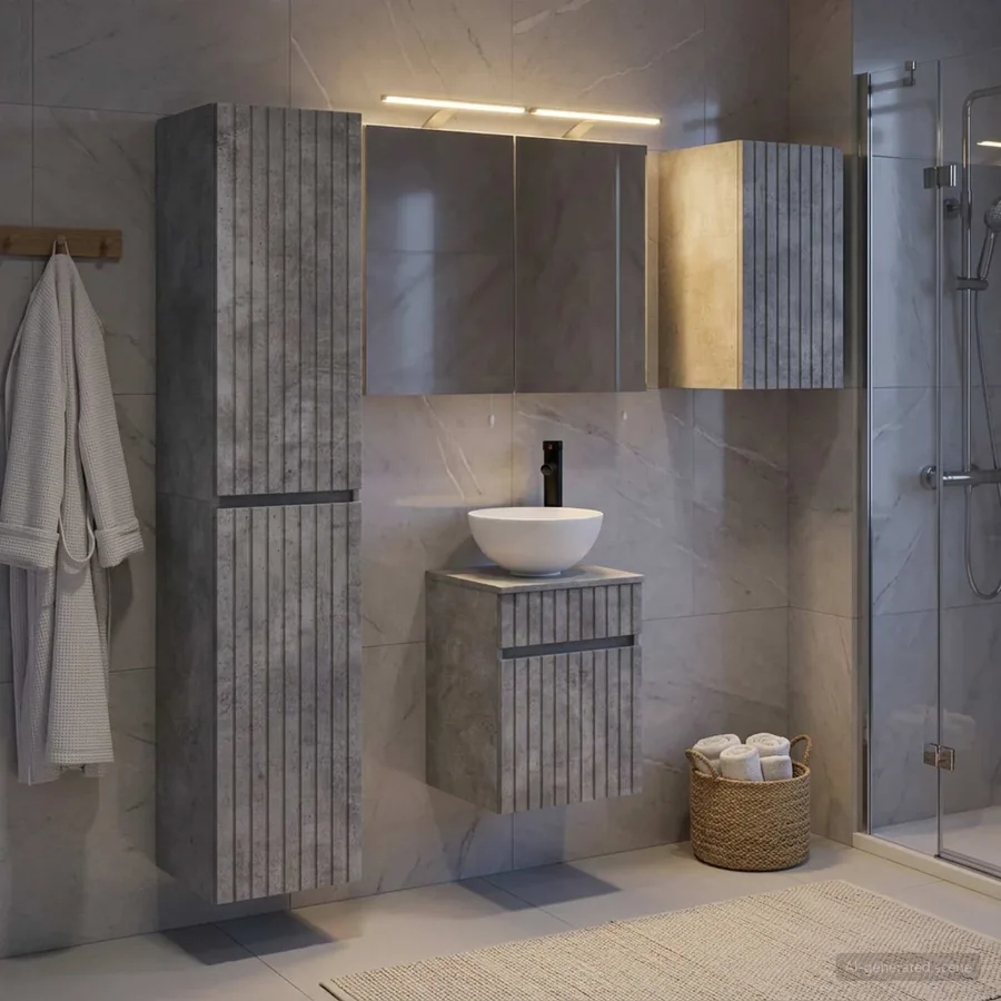 Ensemble d'armoire de salle de bain 5 pcs Gris béton