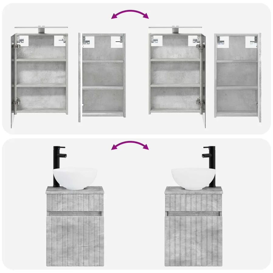 Ensemble d'armoire de salle de bain 5 pcs Gris béton - 14