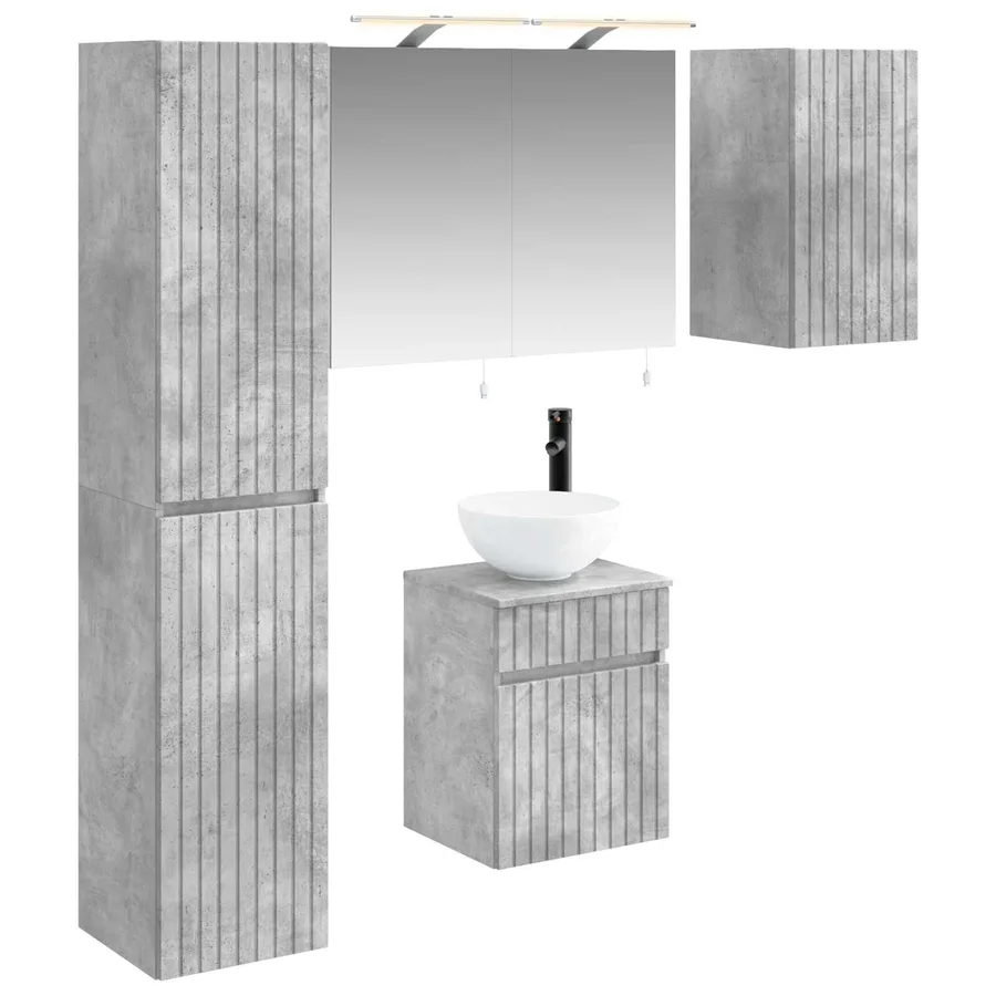 Ensemble d'armoire de salle de bain 5 pcs Gris béton - 2