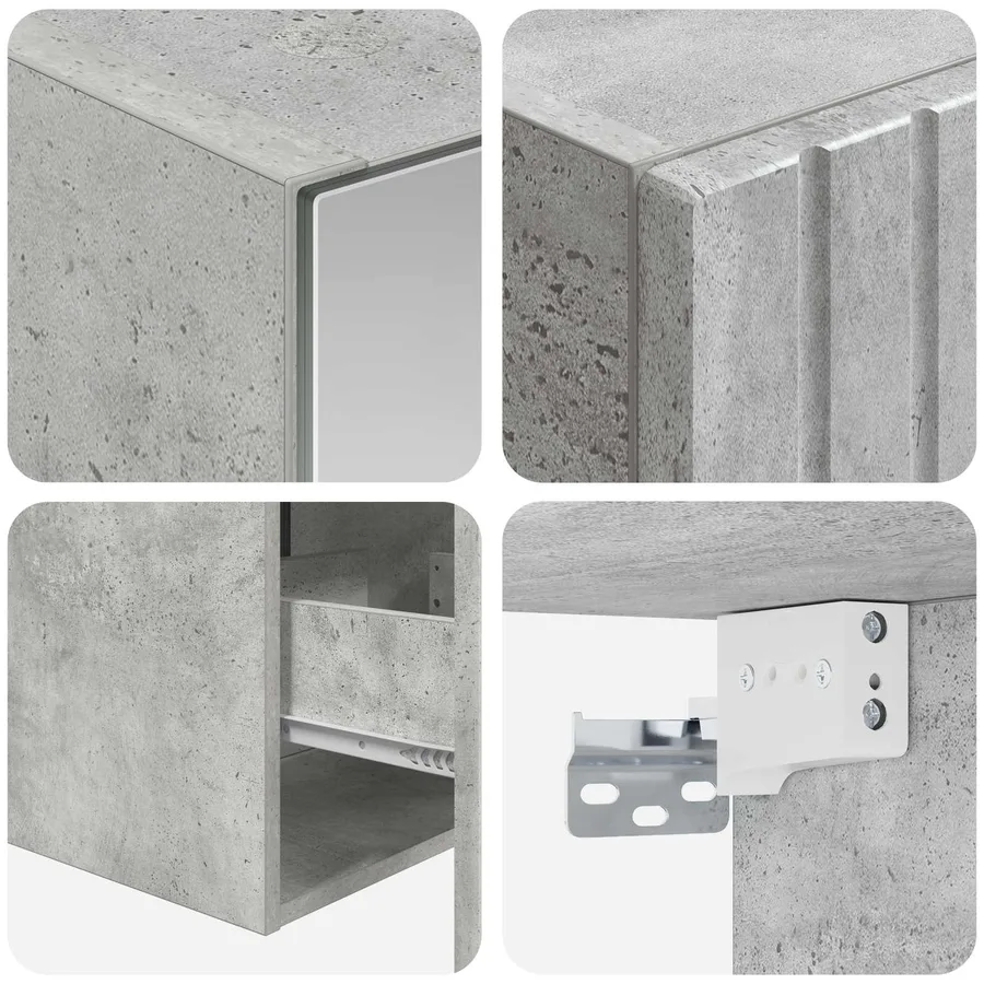 Ensemble d'armoire de salle de bain 5 pcs Gris béton - 8