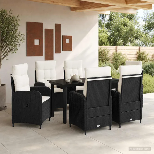 Ensemble de Tables Basses 7 pcs Noir et blanc crème