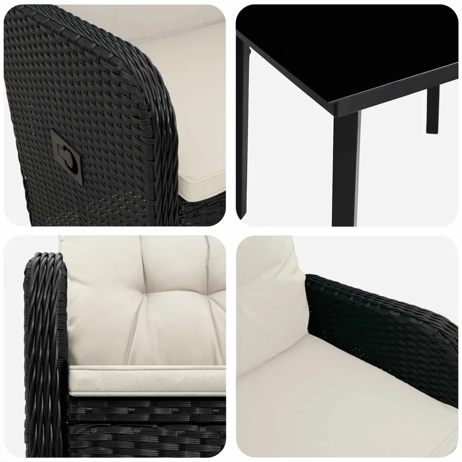 Ensemble de Tables Basses 7 pcs Noir et blanc crème - 7