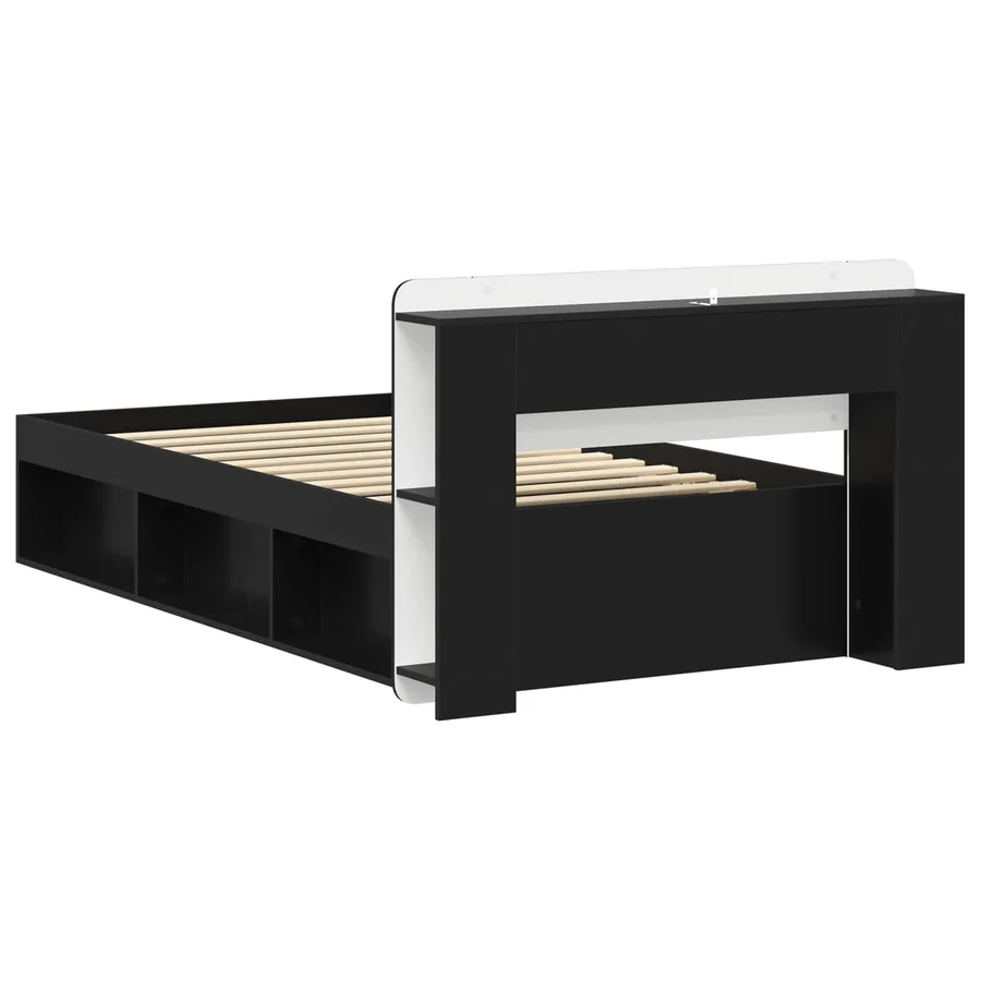 Cadre de lit avec rangement Noir 100 x 200 cm Bois d'ingénierie - 5
