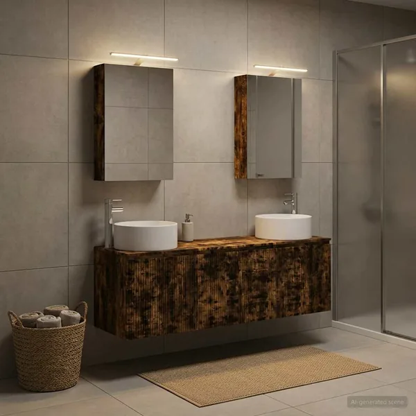 Ensemble d'armoire de salle de bain 5 pcs Chêne fumé
