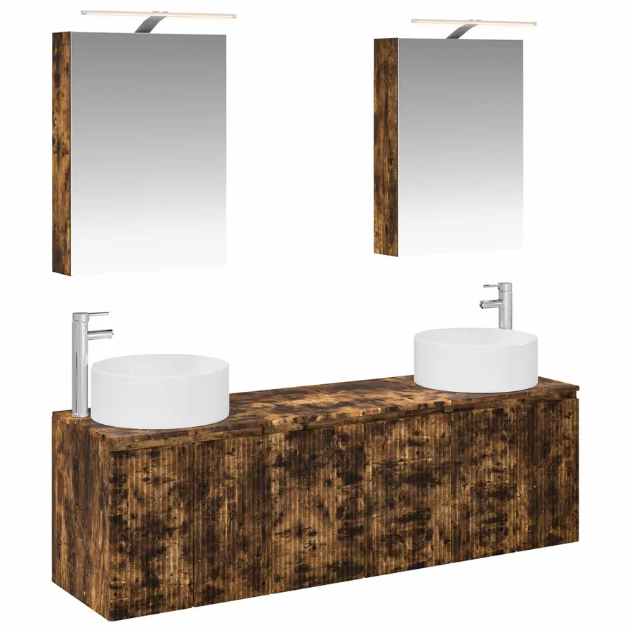 Ensemble d'armoire de salle de bain 5 pcs Chêne fumé - 2