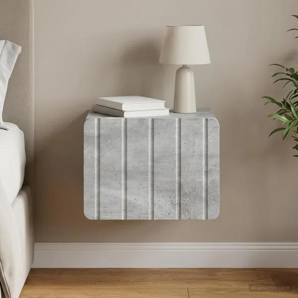 Cabinet de chevet mural Gris béton 33 x 34,5 x 24 cm