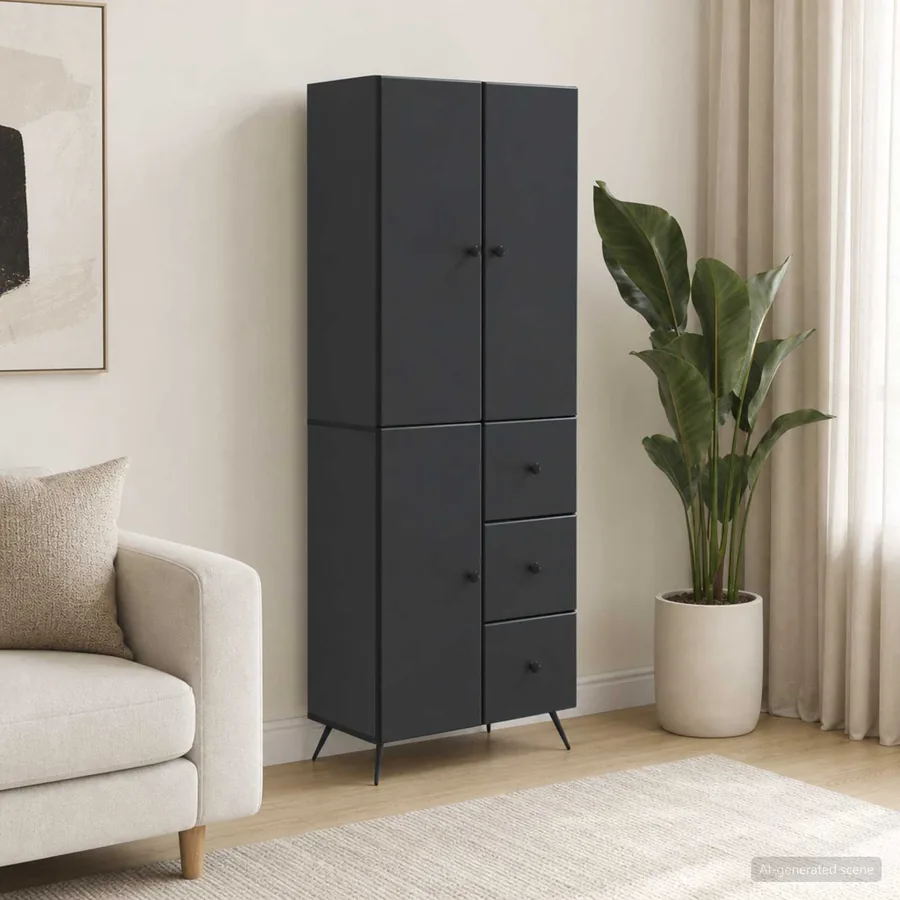 Ensemble de Meubles 2 pcs Noir Bois d'ingénierie