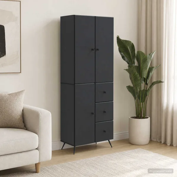 Ensemble de Meubles 2 pcs Noir Bois d'ingénierie