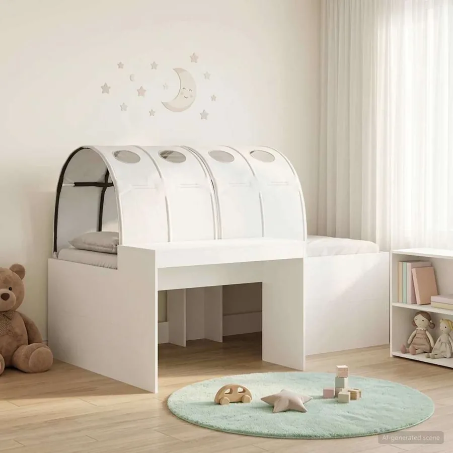 Lit avec Tunnel 3 pc Blanc Bois d'ingénierie