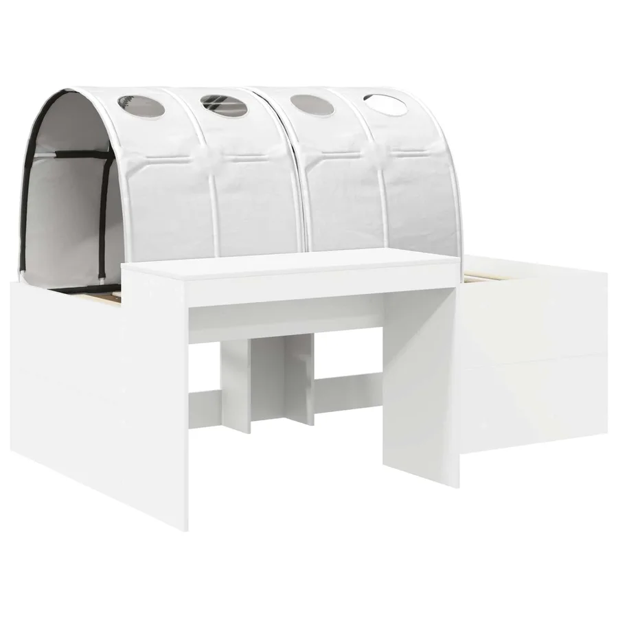 Lit avec Tunnel 3 pc Blanc Bois d'ingénierie - 3