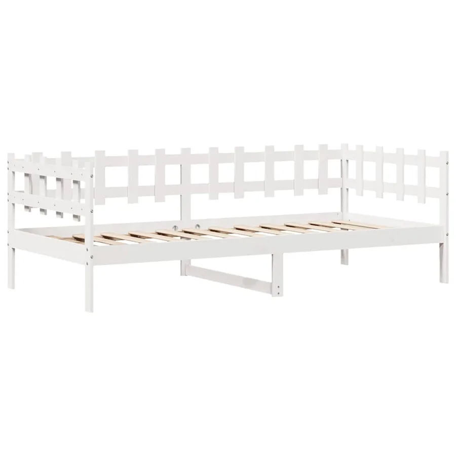Lit de jour et tiroirs sans matelas blanc 90x190 cm bois massif - 5