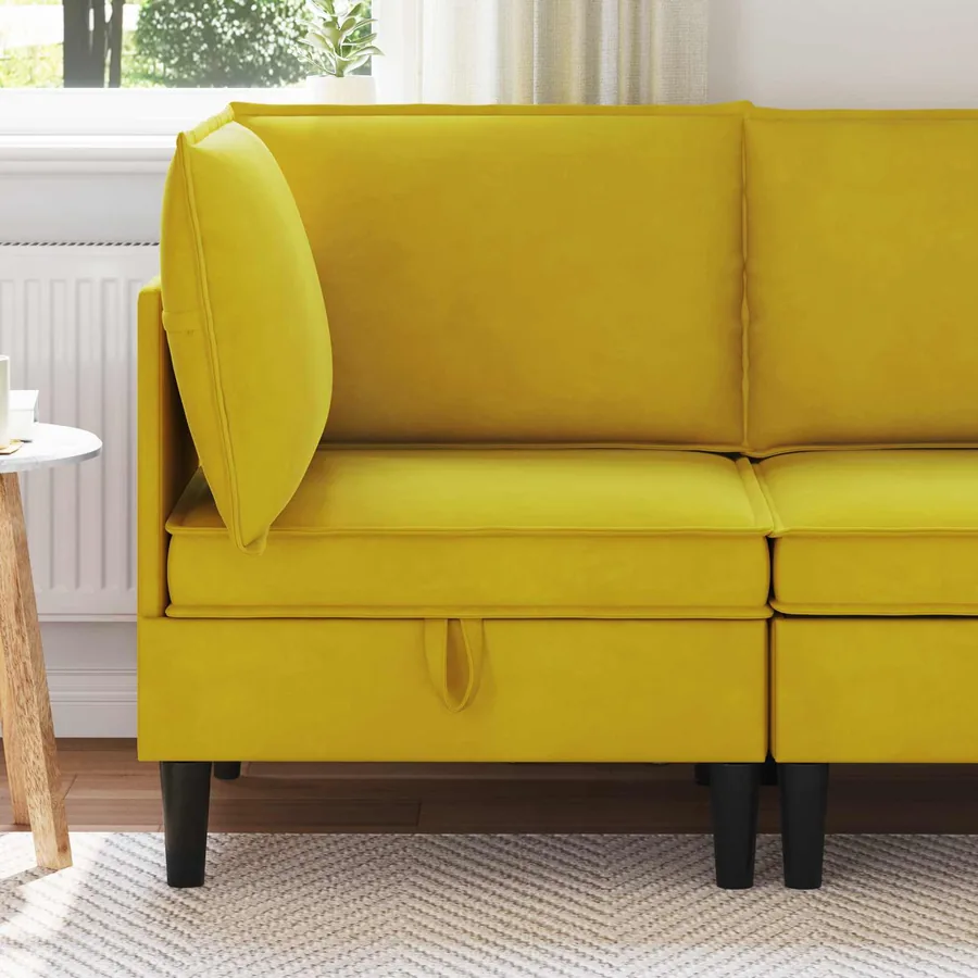 Sofa avec rangement Jaune Velours