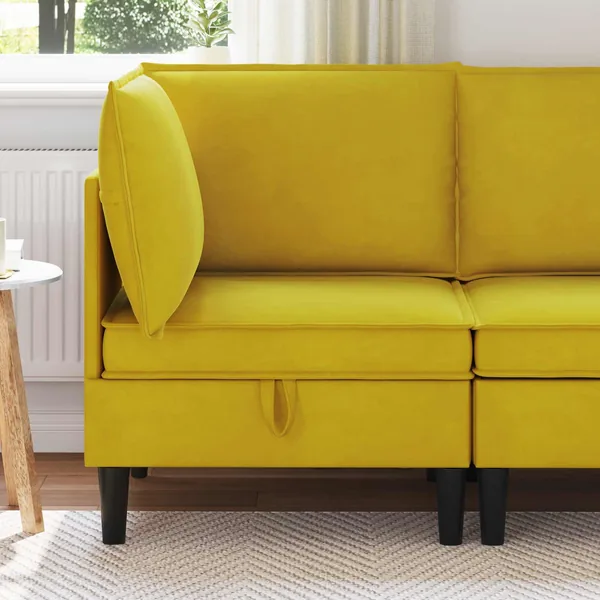 Sofa avec rangement Jaune Velours