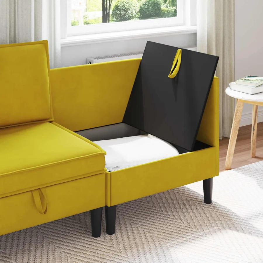 Sofa avec rangement Jaune Velours - 3