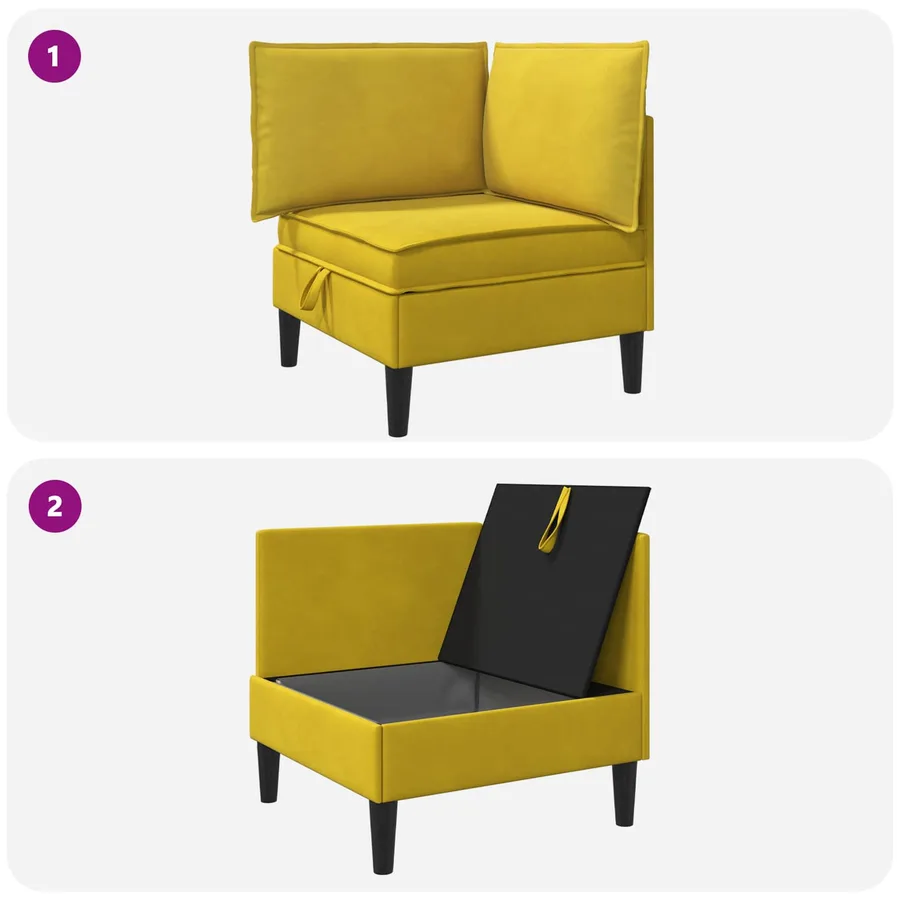 Sofa avec rangement Jaune Velours - 9