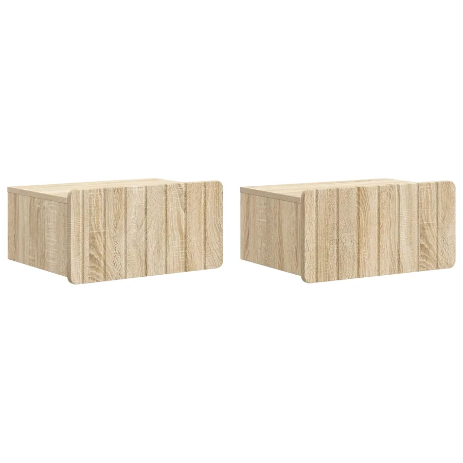 Cabinet de chevet mural 2 pcs Chêne Sonoma 49 x 34,5 x 24 cm - 2