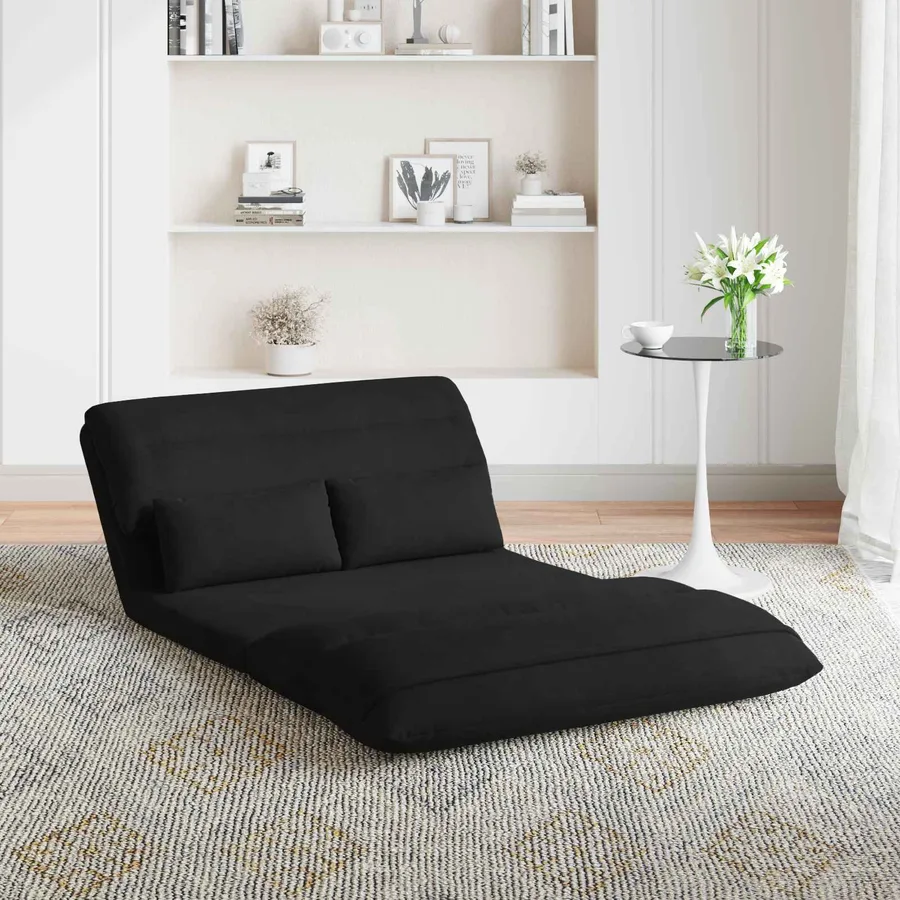 Fauteuil de sol ajustable Noir Velours - 3