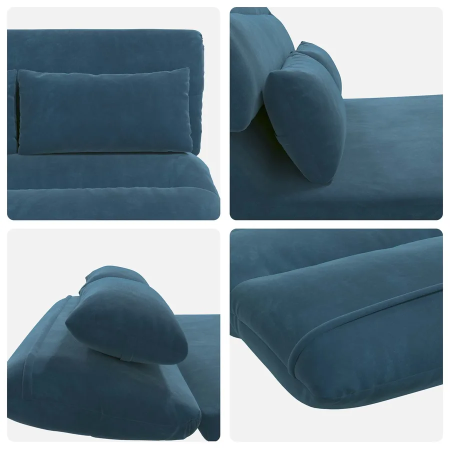 Fauteuil de sol ajustable Bleu Velours - 7