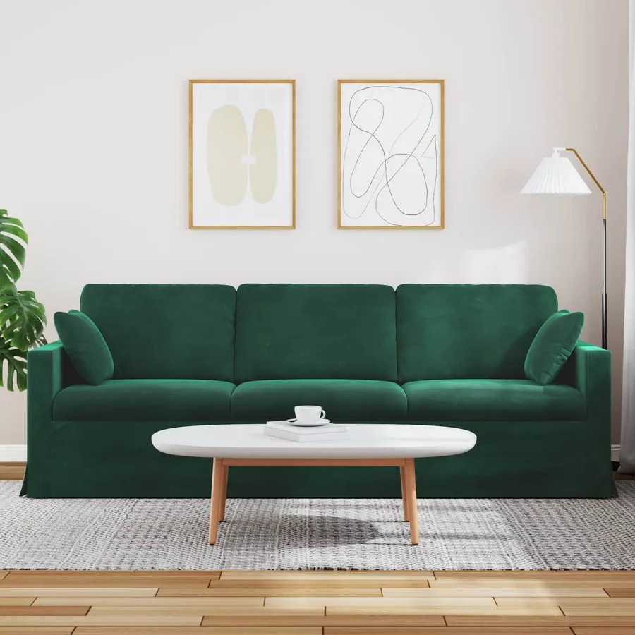 Canapé Vert foncé 228 x 78 x 80 cm Velours - 3