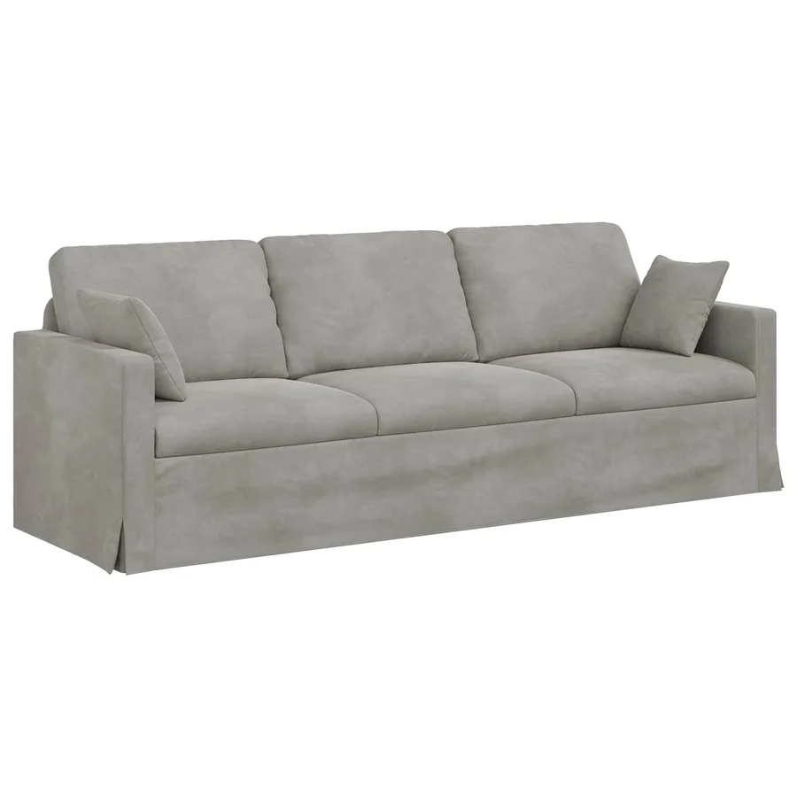 Canapé Gris clair 228 x 78 x 80 cm Velours - 2