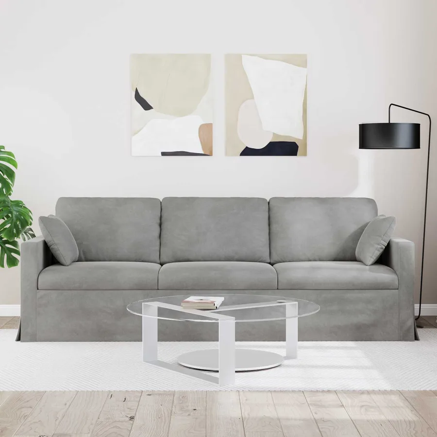 Canapé Gris clair 228 x 78 x 80 cm Velours - 3
