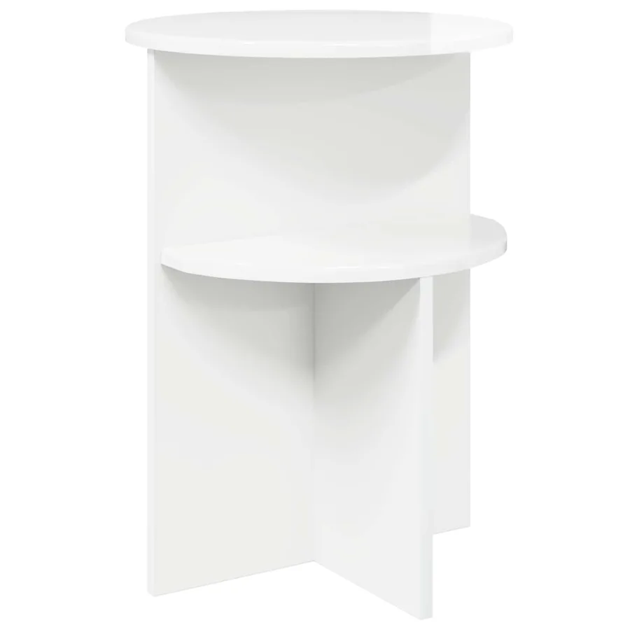 Table d'appoint Blanc brillant Ø 39,5 x 55 cm Bois d'ingénierie - 2