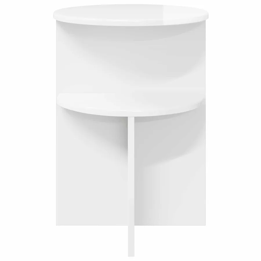 Table d'appoint Blanc brillant Ø 39,5 x 55 cm Bois d'ingénierie - 5
