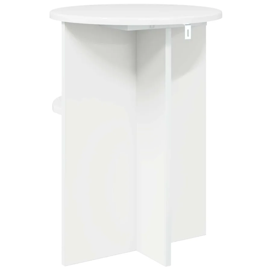 Table d'appoint Blanc brillant Ø 39,5 x 55 cm Bois d'ingénierie - 7