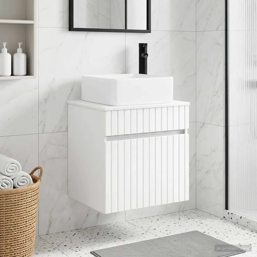 Meuble de lavabo mural Blanc 49 x 41 x 63 cm Bois d'ingénierie