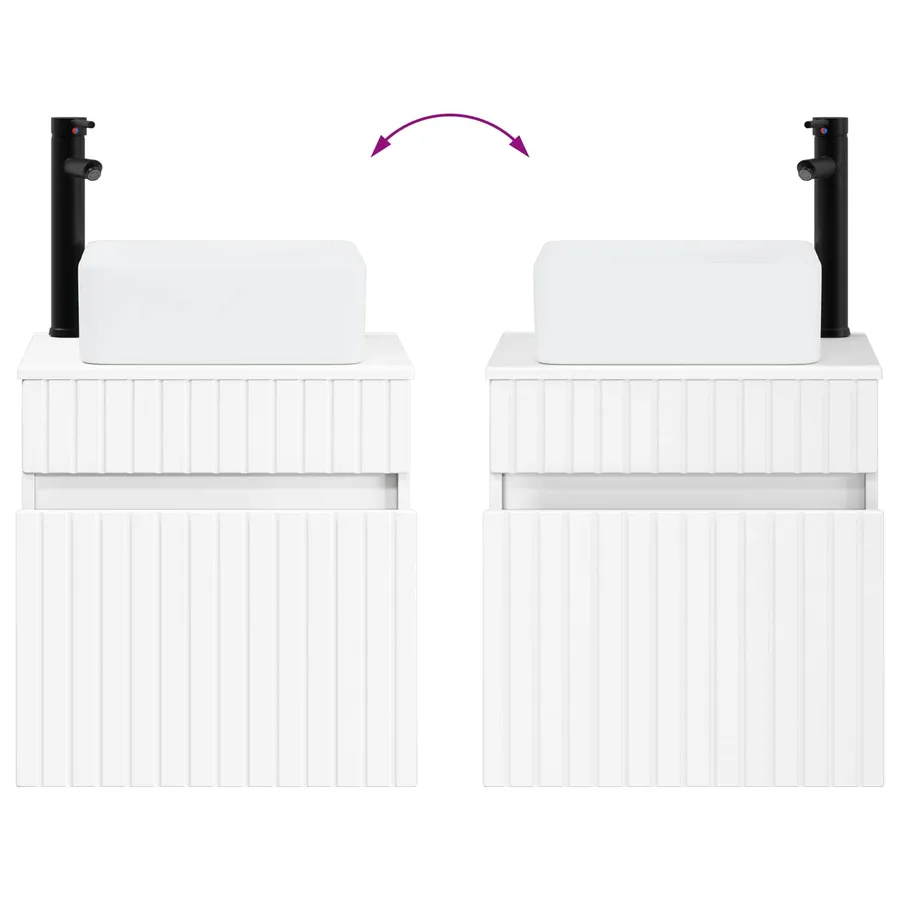 Meuble de lavabo mural Blanc 49 x 41 x 63 cm Bois d'ingénierie - 7