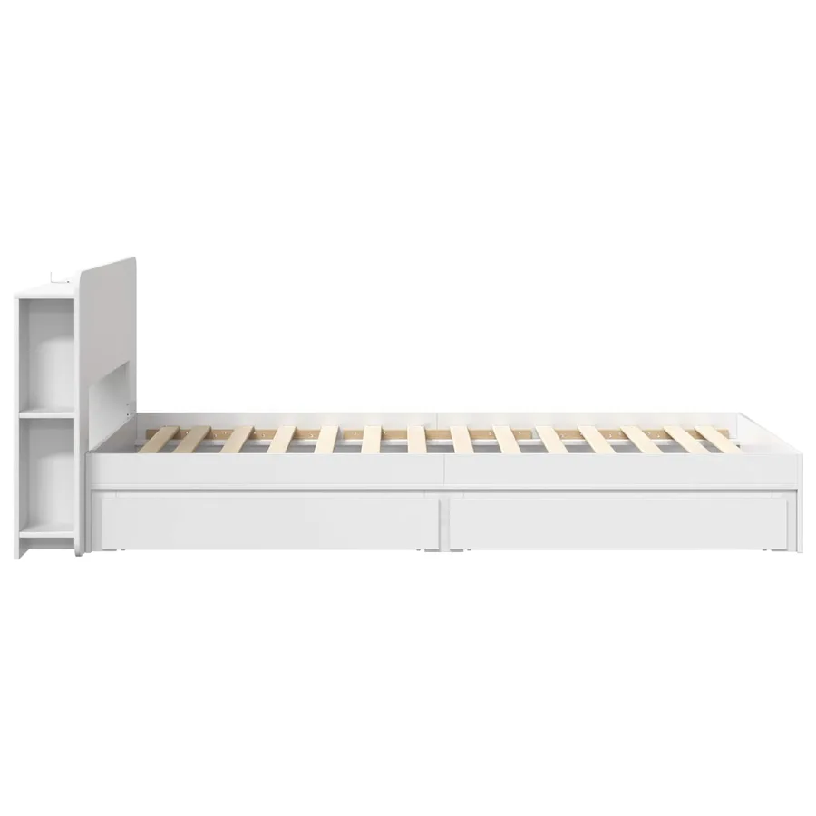 Cadre de lit avec rangement Blanc 90 x 200 cm Bois d'ingénierie - 5