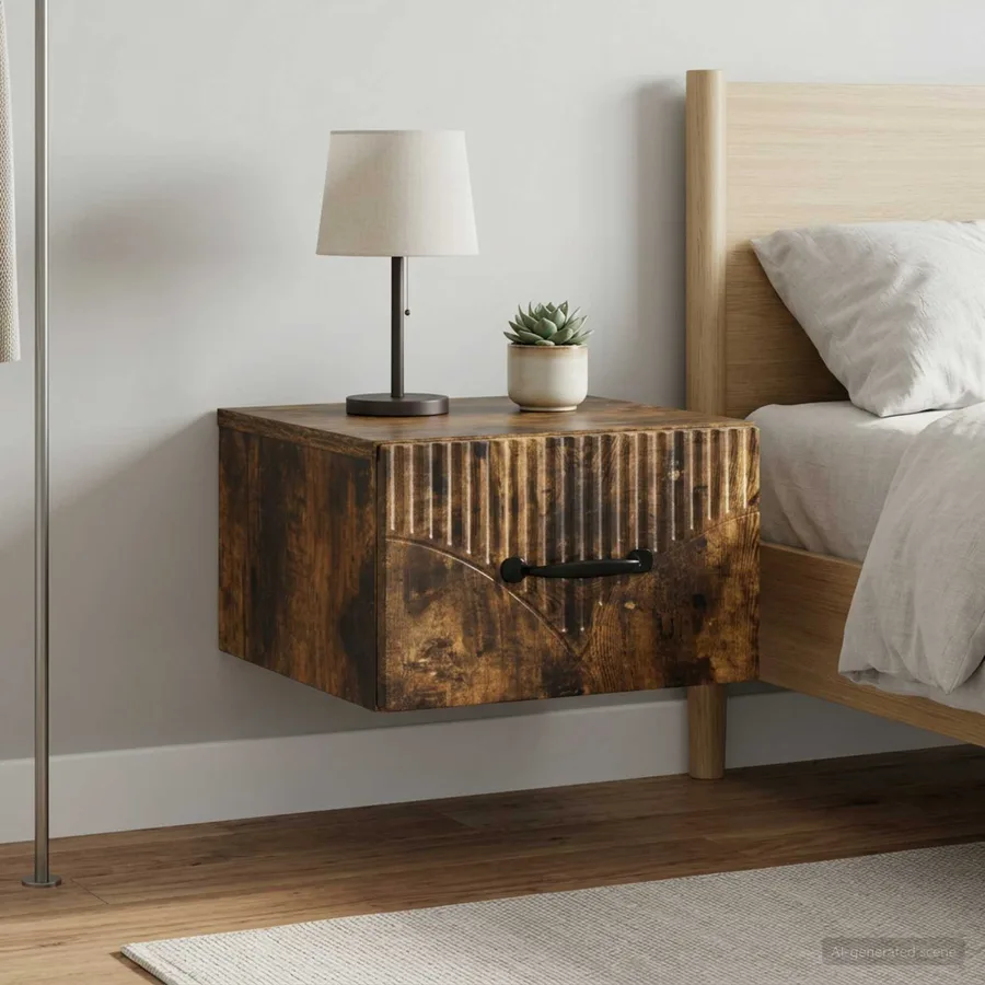 Cabinet de chevet mural 2 pcs Chêne fumé 34,5 x 33 x 20 cm - 4