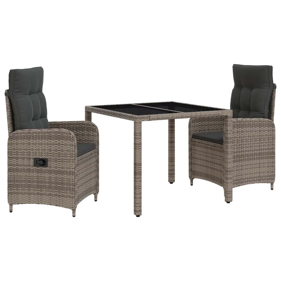 Ensemble de repas extérieur 3 pcs Gris clair et gris foncé - 2