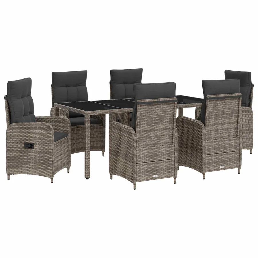 Ensemble de repas extérieur 7 pcs Gris clair et gris foncé - 2