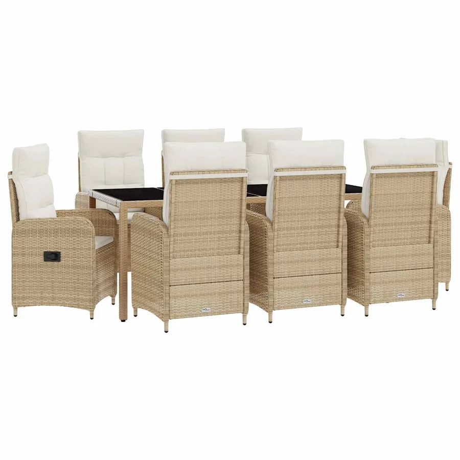 Ensemble de repas extérieur 9 pcs Beige et blanc crème - 2