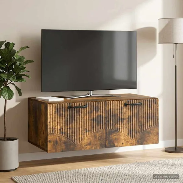 Meuble TV mural Chêne fumé 78,5 x 41 x 30 cm Bois d'ingénierie