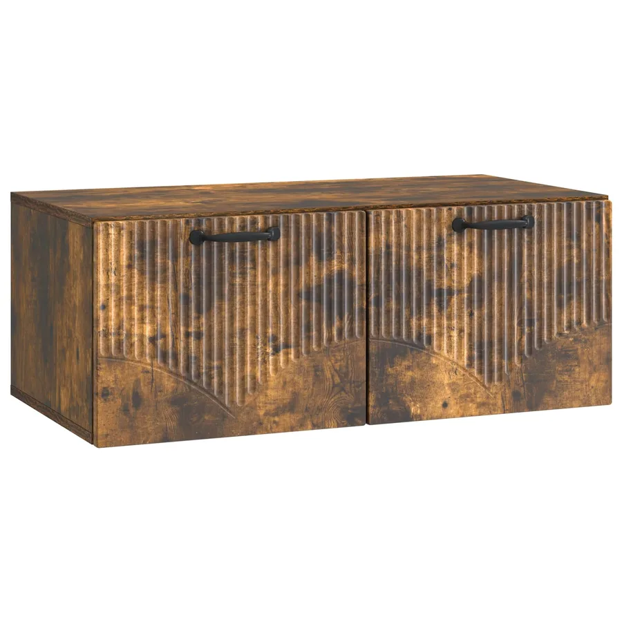 Meuble TV mural Chêne fumé 78,5 x 41 x 30 cm Bois d'ingénierie - 2
