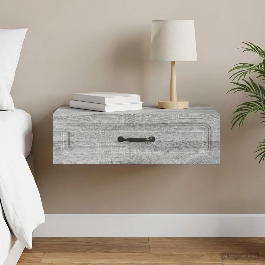 Table d'appoint murale Sonoma gris 59 x 34,5 x 17 cm