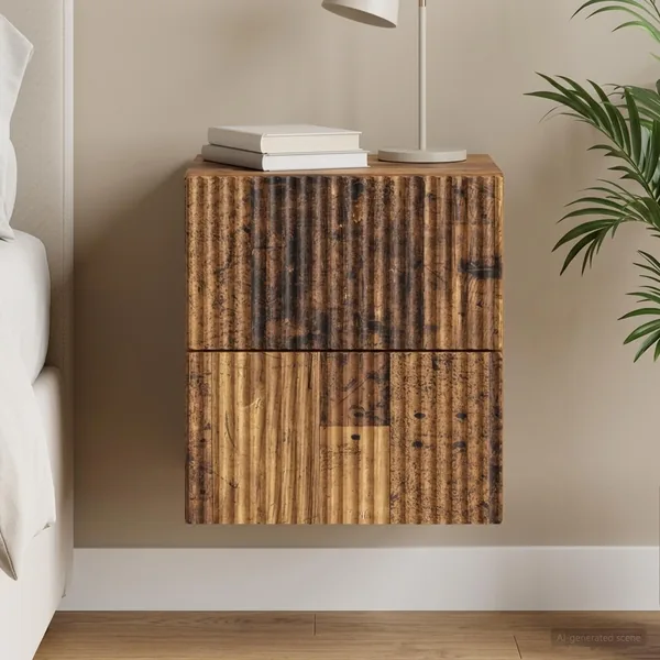 Cabinet de chevet mural Bois ancien 33 x 34,5 x 40 cm